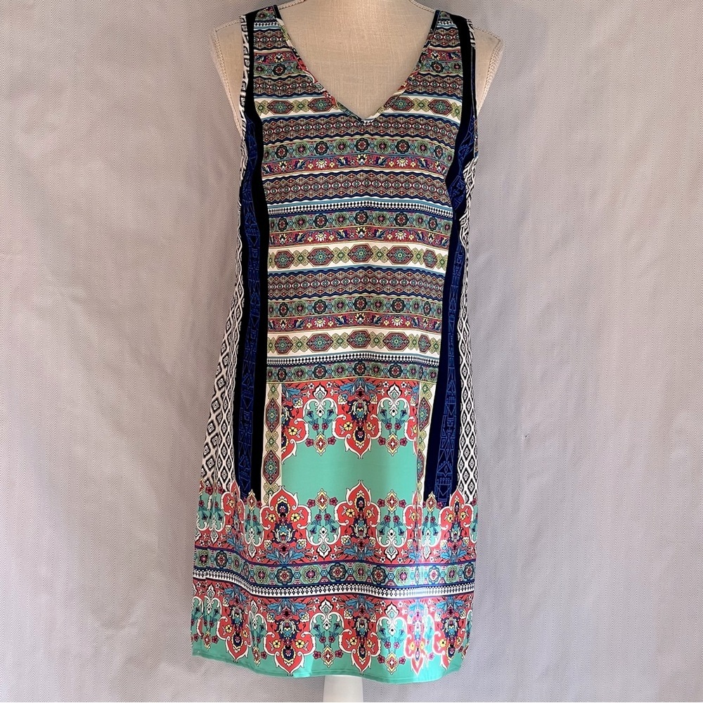 Pink Owl Dress BoHo Summer Spring Sleeveless V Front & Back Mini Multi Color S👍